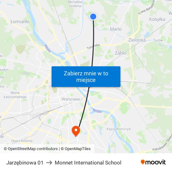 Jarzębinowa 01 to Monnet International School map