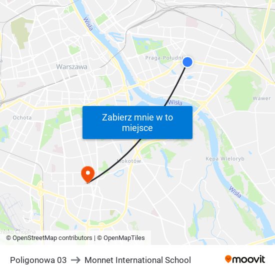 Poligonowa 03 to Monnet International School map