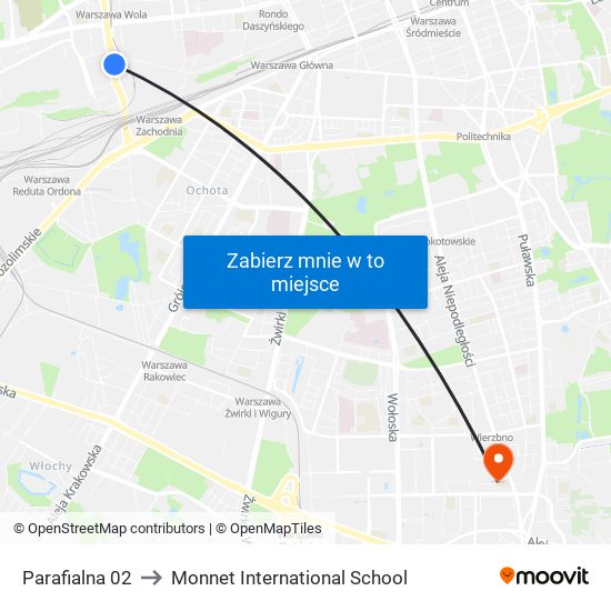 Parafialna 02 to Monnet International School map