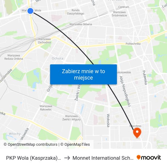 PKP Wola (Kasprzaka) 06 to Monnet International School map