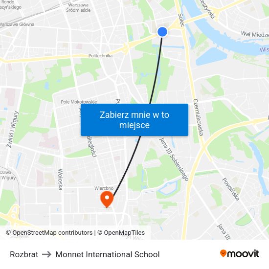 Rozbrat to Monnet International School map