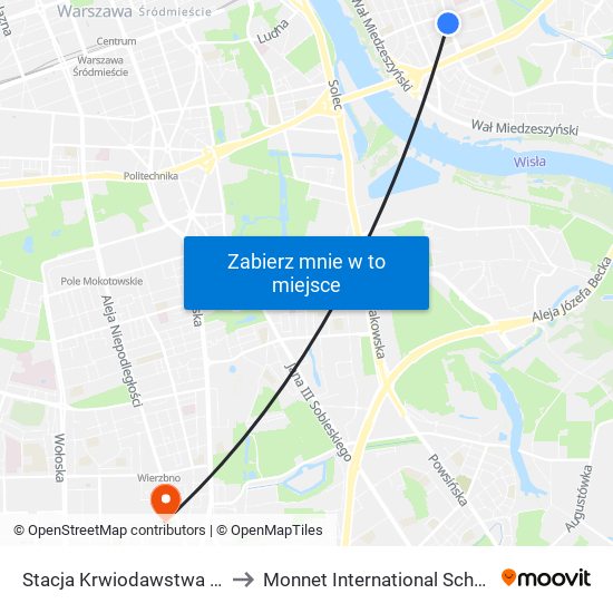 Stacja Krwiodawstwa 01 to Monnet International School map