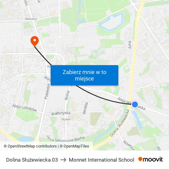 Dolina Służewiecka 03 to Monnet International School map