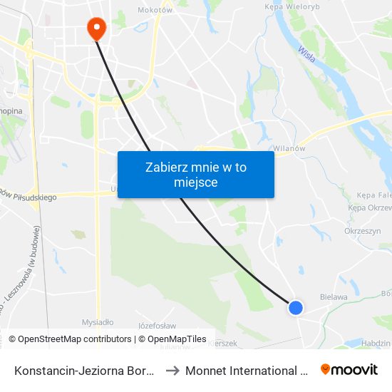 Konstancin-Jeziorna Borowa 02 to Monnet International School map