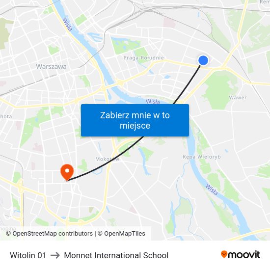 Witolin to Monnet International School map