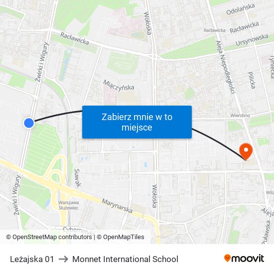 Leżajska 01 to Monnet International School map