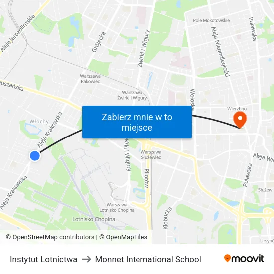 Instytut Lotnictwa to Monnet International School map