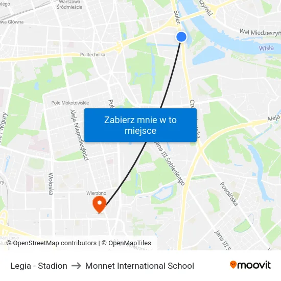 Legia - Stadion to Monnet International School map