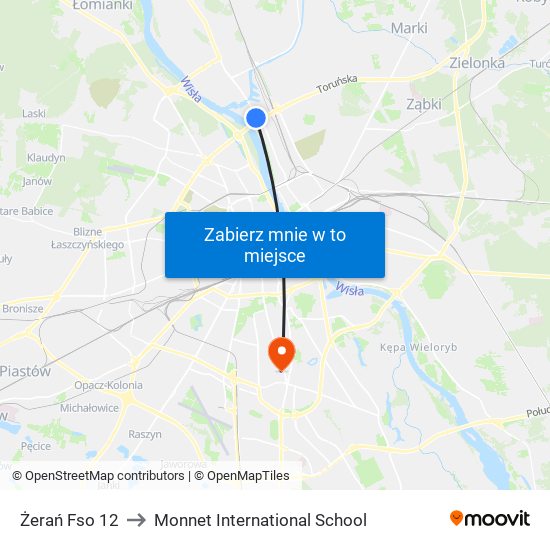 Żerań Fso 12 to Monnet International School map