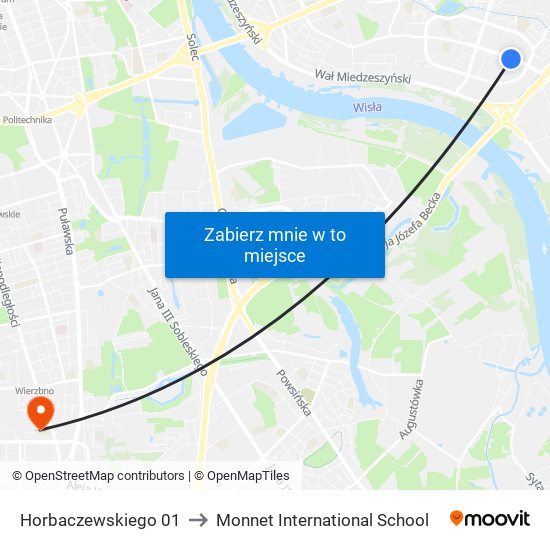 Horbaczewskiego 01 to Monnet International School map