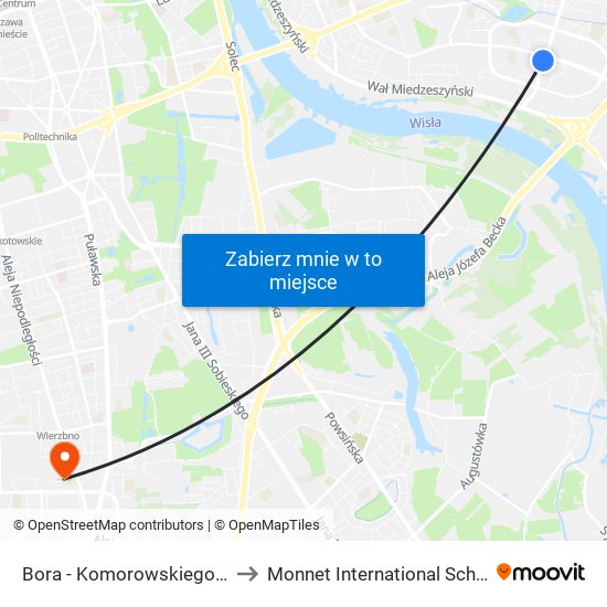 Bora - Komorowskiego 03 to Monnet International School map