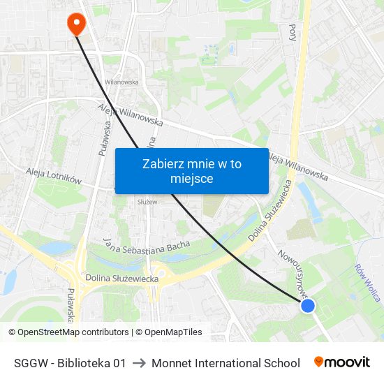 SGGW - Biblioteka 01 to Monnet International School map