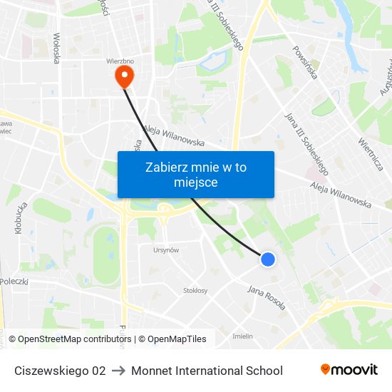 Ciszewskiego 02 to Monnet International School map