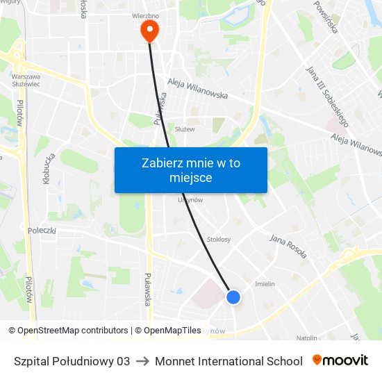 Szpital Południowy 03 to Monnet International School map