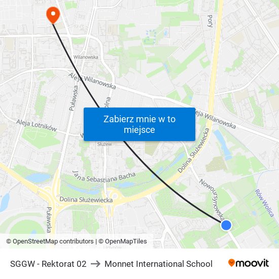 SGGW - Rektorat 02 to Monnet International School map