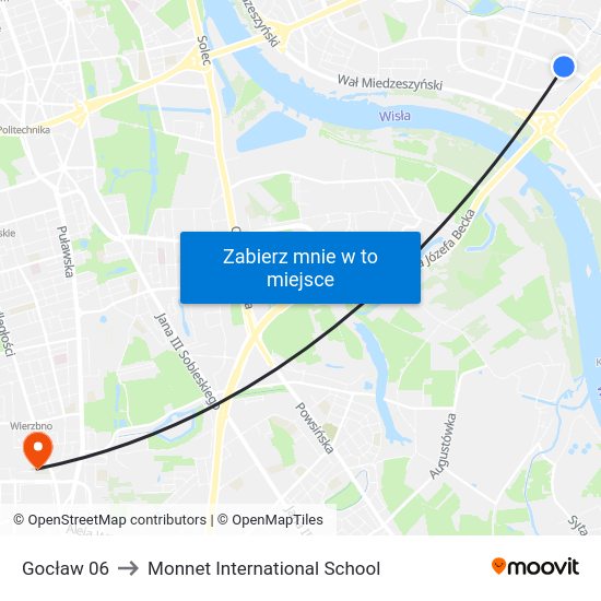 Gocław 06 to Monnet International School map