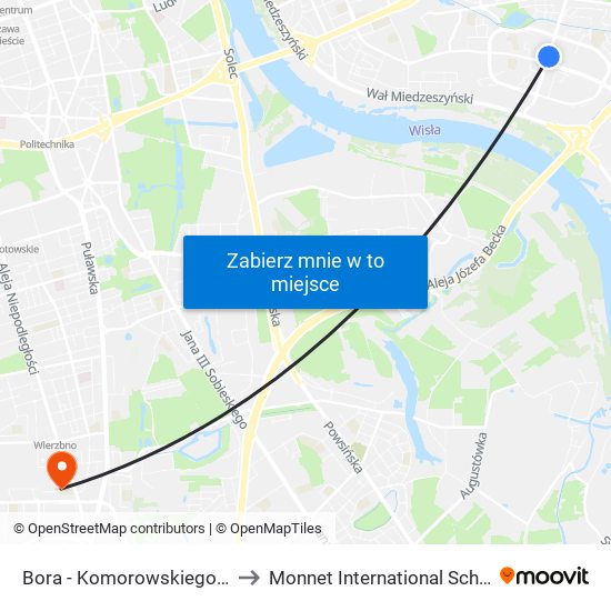 Bora - Komorowskiego 04 to Monnet International School map