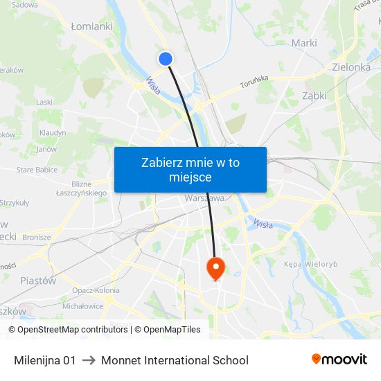 Milenijna 01 to Monnet International School map