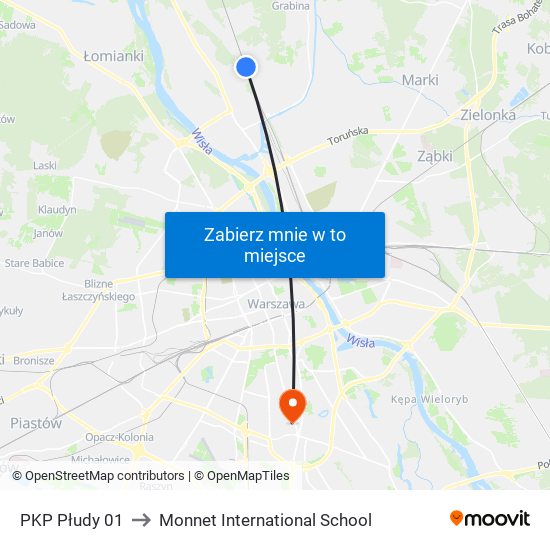 PKP Płudy 01 to Monnet International School map