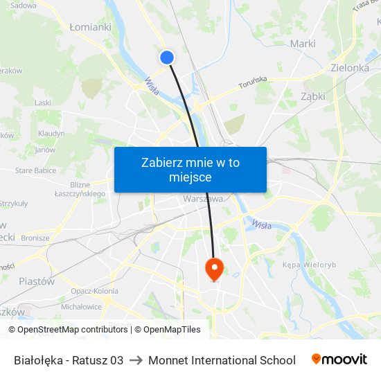 Białołęka - Ratusz 03 to Monnet International School map