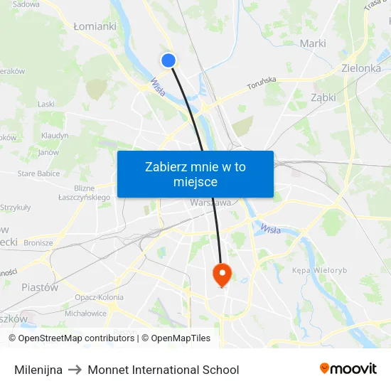 Milenijna to Monnet International School map