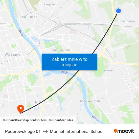 Paderewskiego 01 to Monnet International School map