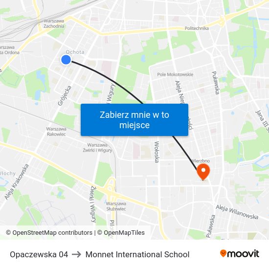 Opaczewska 04 to Monnet International School map