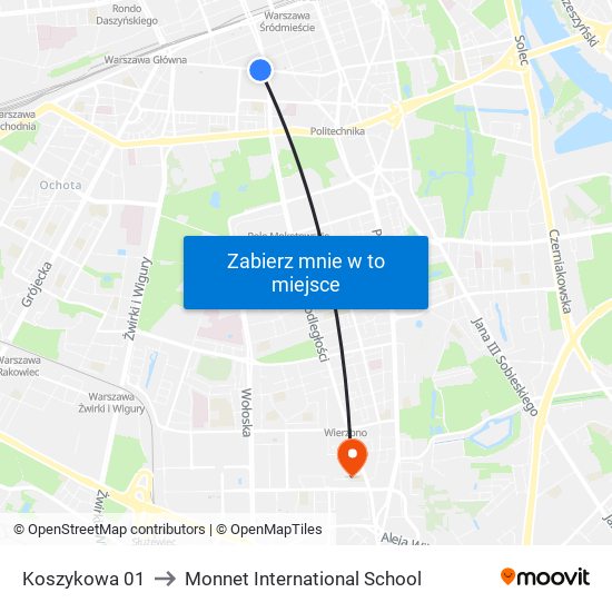 Koszykowa 01 to Monnet International School map