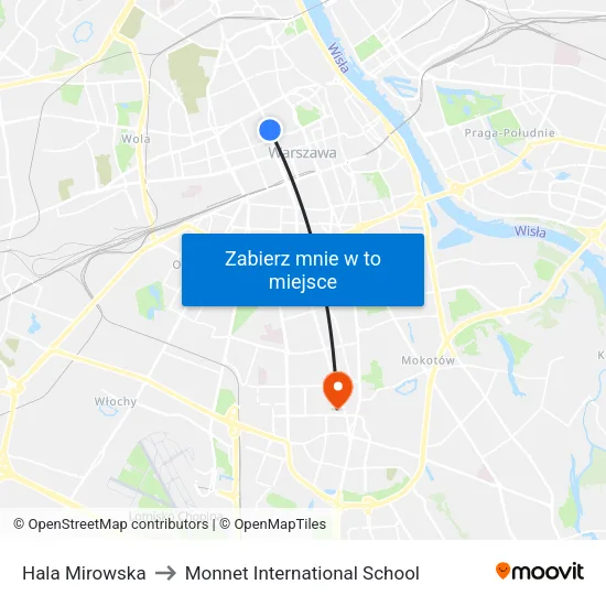 Hala Mirowska to Monnet International School map