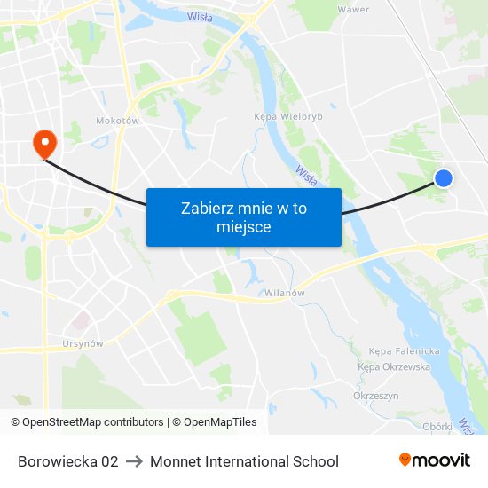 Borowiecka 02 to Monnet International School map