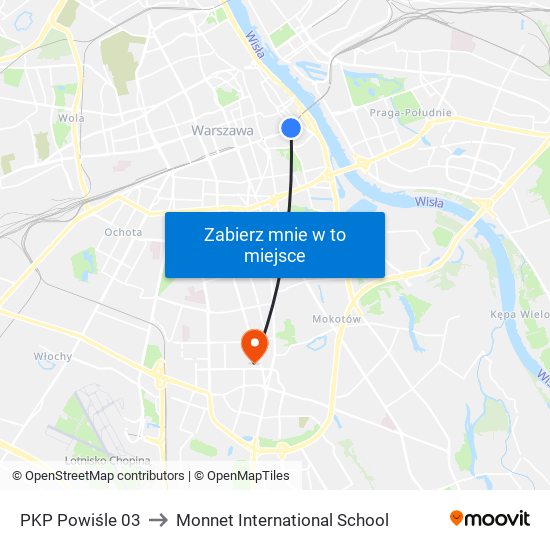 PKP Powiśle 03 to Monnet International School map