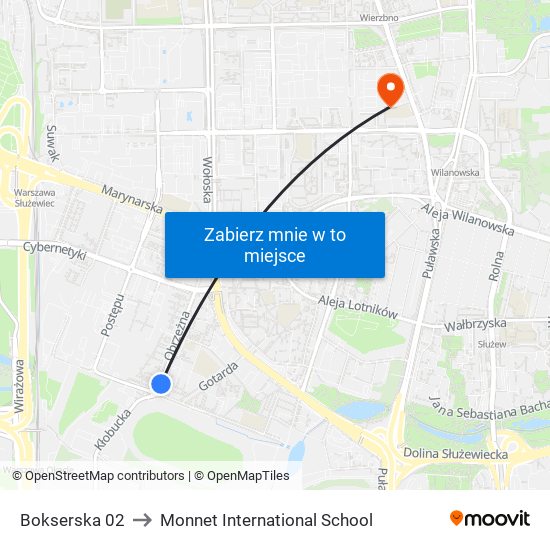 Bokserska 02 to Monnet International School map