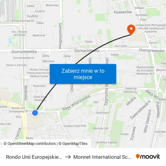 Rondo Unii Europejskiej 01 to Monnet International School map