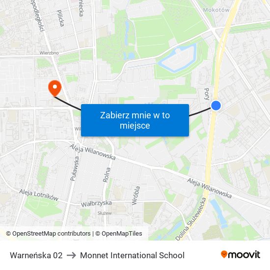 Warneńska 02 to Monnet International School map