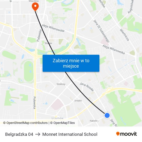 Belgradzka 04 to Monnet International School map