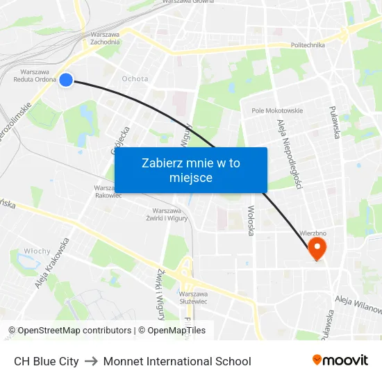 CH Blue City to Monnet International School map