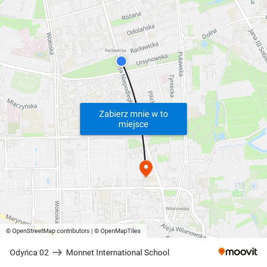 Odyńca 02 to Monnet International School map