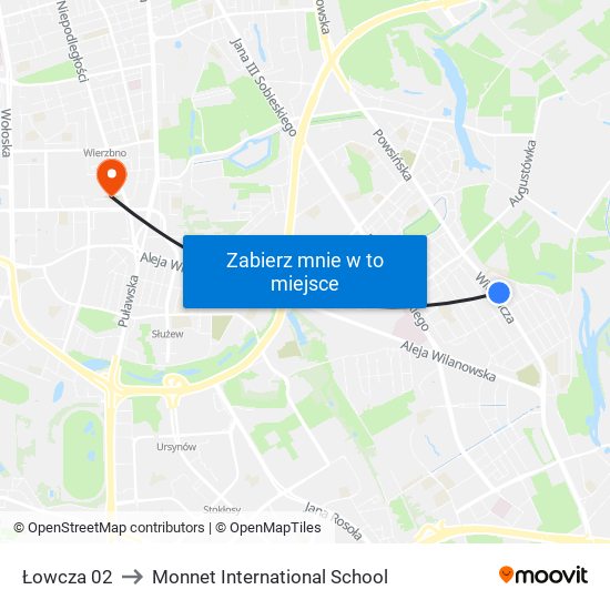 Łowcza 02 to Monnet International School map