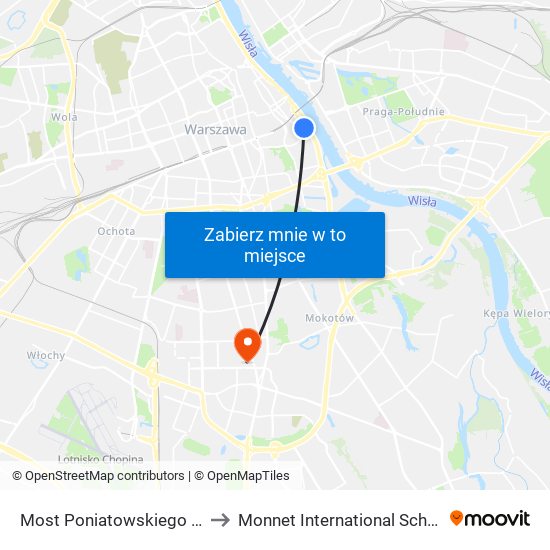 Most Poniatowskiego 05 to Monnet International School map