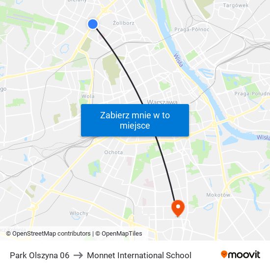 Park Olszyna 06 to Monnet International School map