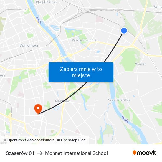 Szaserów to Monnet International School map