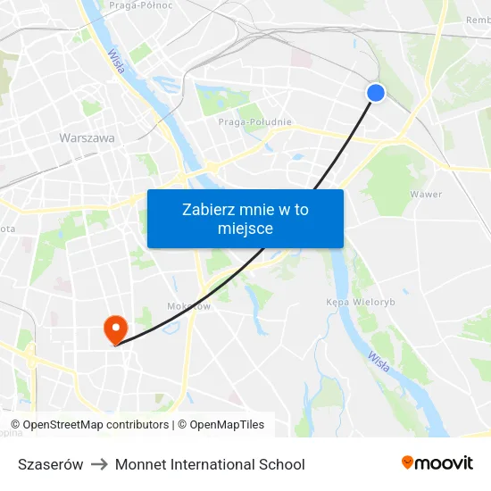 Szaserów to Monnet International School map