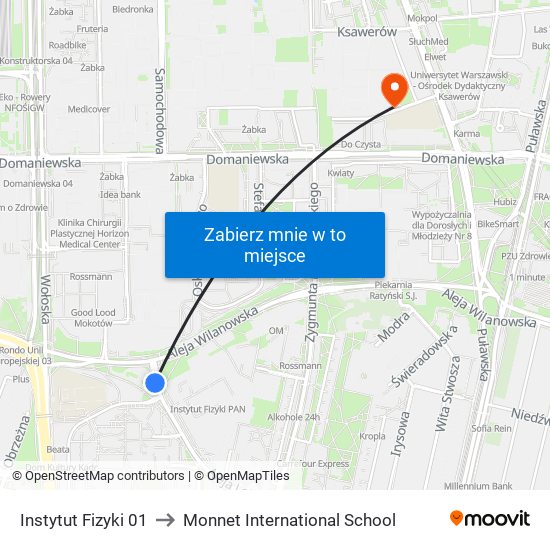 Instytut Fizyki 01 to Monnet International School map