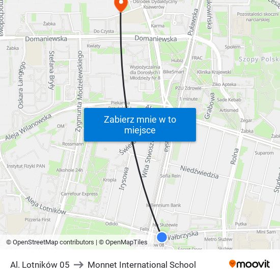 Al. Lotników 05 to Monnet International School map