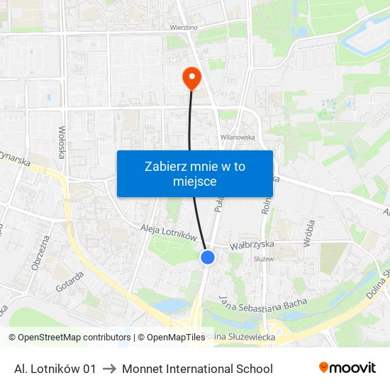 Al. Lotników 01 to Monnet International School map