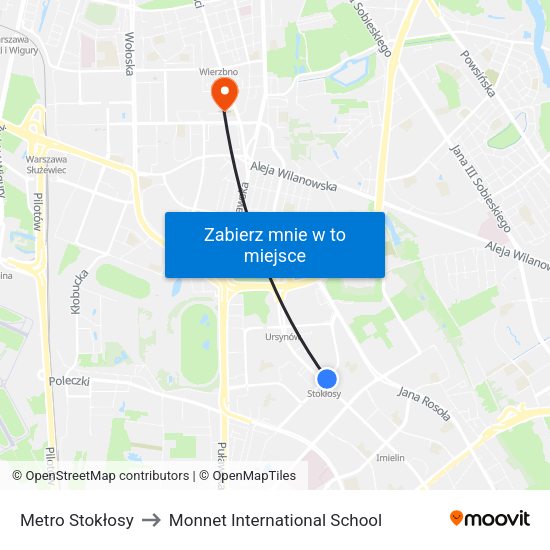 Metro Stokłosy 01 to Monnet International School map