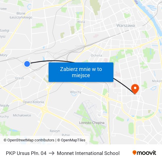 PKP Ursus Płn. 04 to Monnet International School map