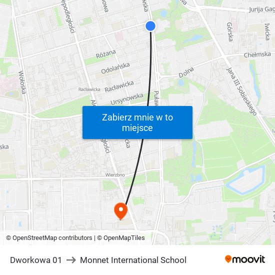 Dworkowa 01 to Monnet International School map