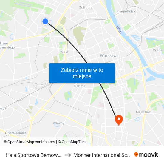 Hala Sportowa Bemowo 03 to Monnet International School map