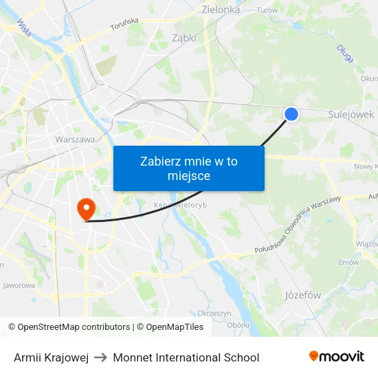 Armii Krajowej to Monnet International School map